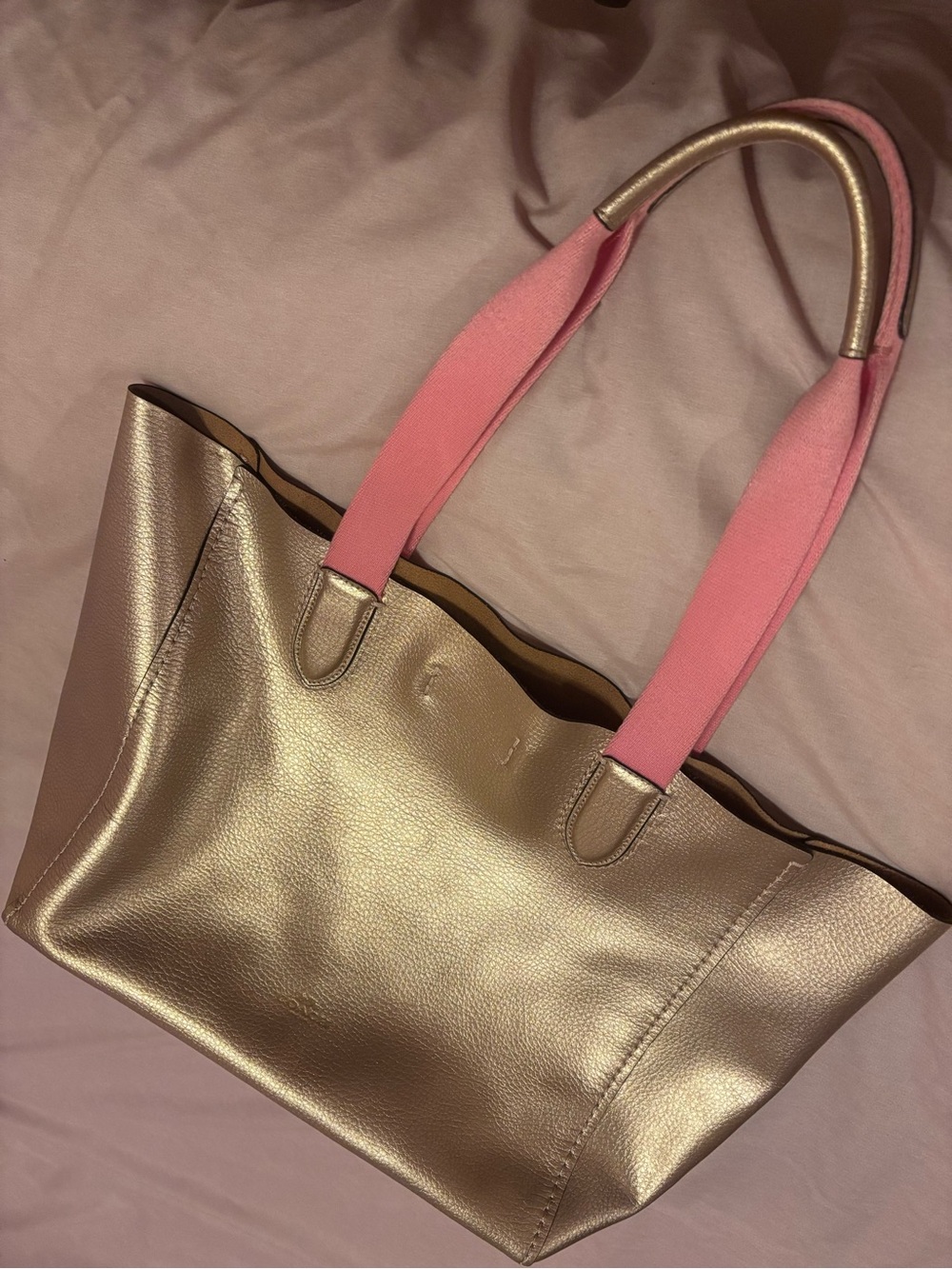 COACH Derby Metallic Tote Rosegold/Pink Straps